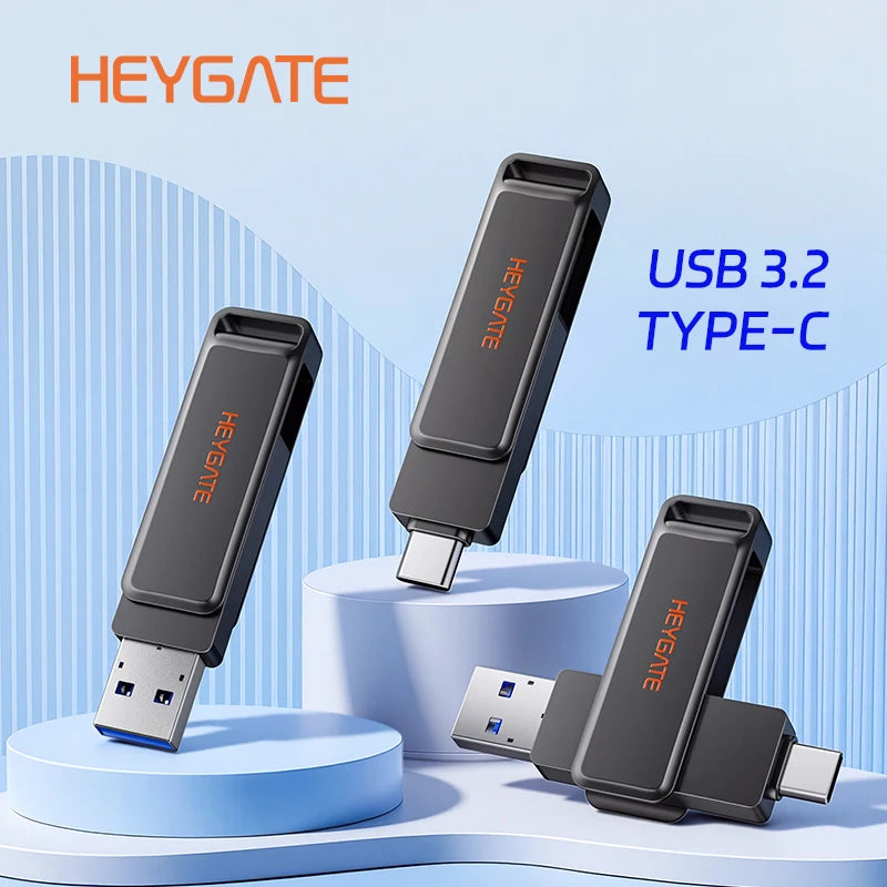 HEYGATE USB 3.2 Type-C Dual Interface OTG U Disk 150MB/s Fast Transfer Flash Drive Memory Stick For Android Smartphone Notebook