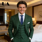 Striped Three Piece Formal Suit for Men, Jacket Pants Waistcoat Custom Tailored Business Suit Set, Plus Size Tuxedo Prom Suit