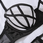 Tornova Sexy Lingerie Suit for Women Solid Color Mesh Patchwork See-through Women's Underwear Suit Sexy Gloves Garters Underwear