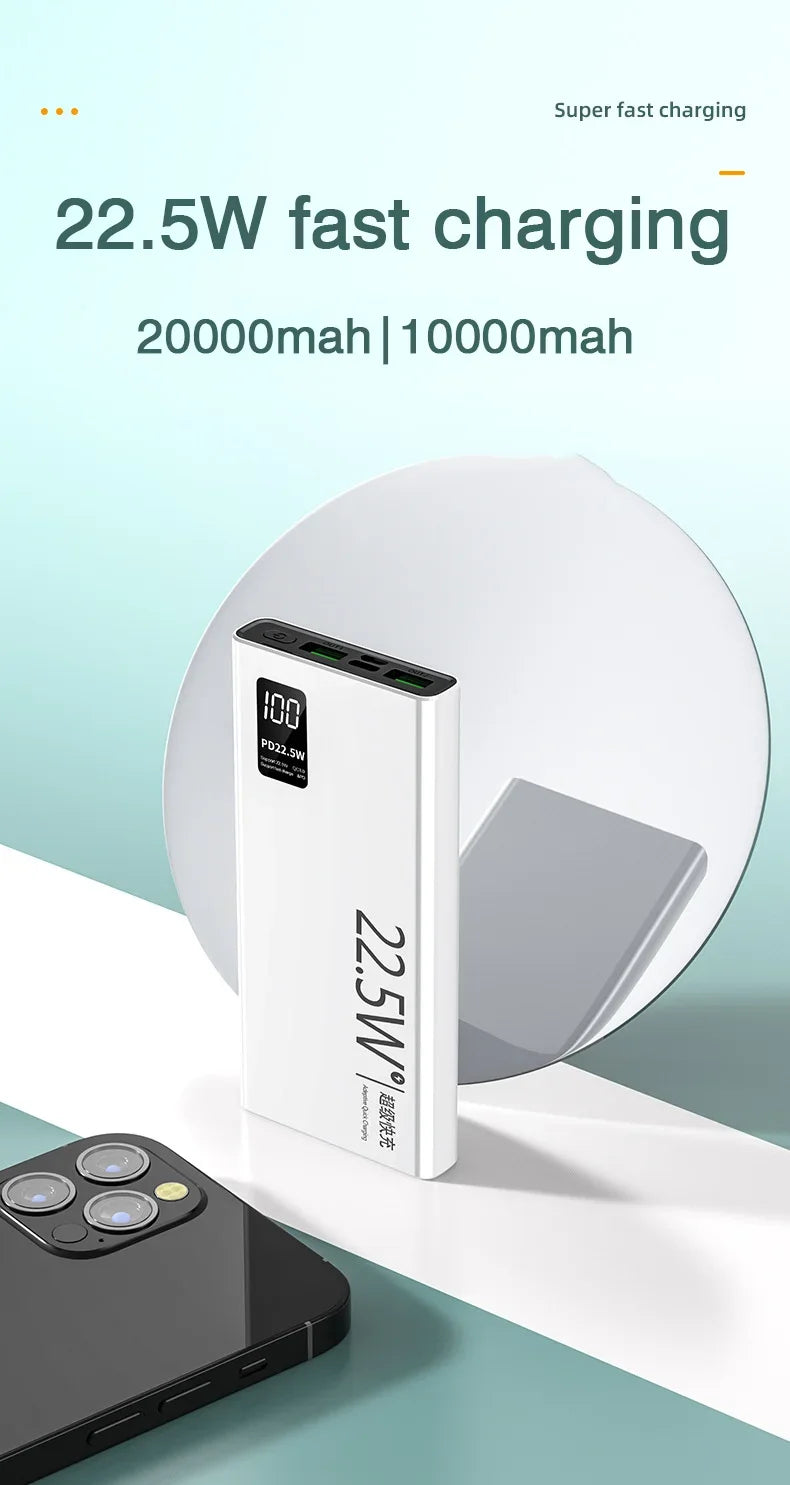 20000mAh Power Bank USB C 22.5W Fast Charging Portable Large Capacity Powerbank For Xiaomi iPhone Samsung External Spare Battery