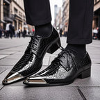 Autumn Male Trend Tip Serpentine Cowhide Formal wear Luxury Leather shoes Man Frenulum Ventilation Popular Men's wedding shoes