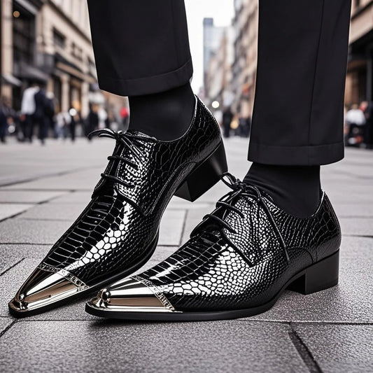Autumn Male Trend Tip Serpentine Cowhide Formal wear Luxury Leather shoes Man Frenulum Ventilation Popular Men's wedding shoes