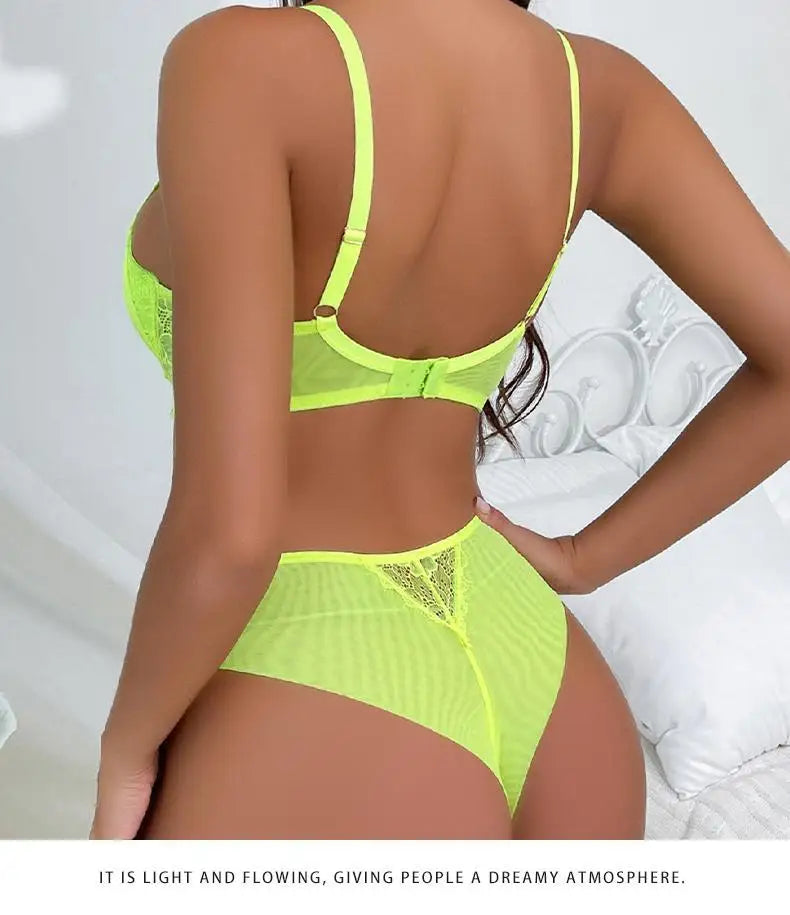 5 Color Fashion Women Lingerie Set Sexy Hollow Push Up Bra Lace Flowers Embroidery Underwear Adjustable Strap Bras and Panties