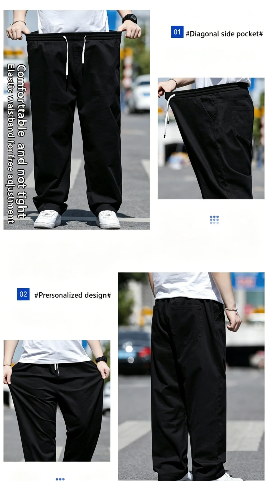 Men's Summer Workwear Pants Plus Size Loose Straight Leg Casual Trousers XL-8XL Big and Tall Large Summer Pants Asian Size