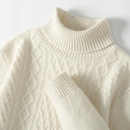 Fall/Winter 100% Wool Men's Turtleneck Thicken Sweater Jacquard Solid Cashmere Knitted Bottom Shirt