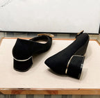 Ladies Summer Footwear Office Shoes for Women 2025 with Medium Heels Black Square Pointed Toe Stylish Chic Point Lastest Casual