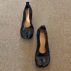 Elegant Thick High Heel Tabi Shoes Women Summer 2026 Comfort Pu Leather Designer Split Toe Pumps French Retro Sandals for Women