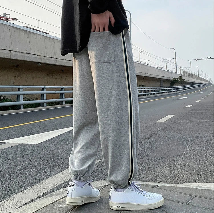 Trousers Hip-hop Wide Leg Sweatpants For Men Summer Stylish Training Cotton Loose Elastic Y2k Casual Baggy Male Sweat Pants L
