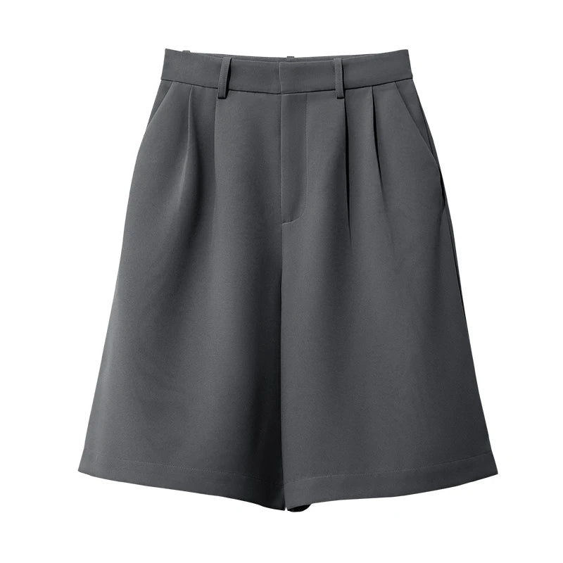 Amii Women's Shorts 2026 Summer New Commuter Versatile Pleated Loose Pants Women's Wide-leg Casual Five-point Pants 12622017