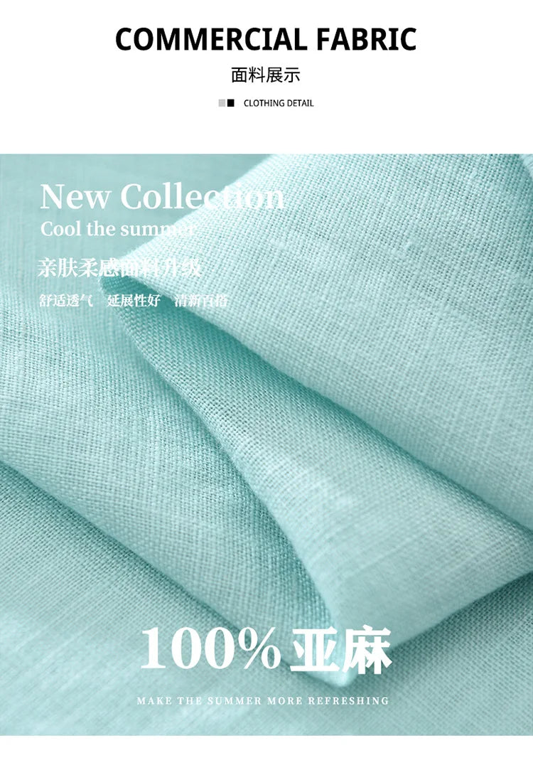 100% Linen Short Sleeve Shirt for Men Breathable Summer Casual Top Minimalist Loose Fit Button-Up Shirt  Natural Wrinkle Texture