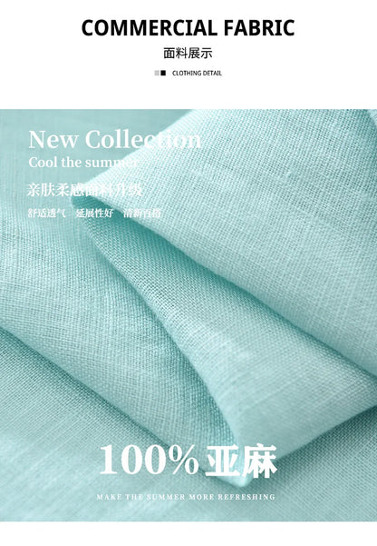 100% Linen Short Sleeve Shirt for Men Breathable Summer Casual Top Minimalist Loose Fit Button-Up Shirt  Natural Wrinkle Texture