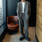Spring Summer New Fashion Men's Korean Striped 2-piece Set Suits Blazers Pants Casual Trendy Straight Business Suit Male Sets