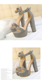 New Fashion Simple Comfort Women Platform High Heels Sandals Summer Peep Toe Party Wedding Pumps Buckle Slimming Shoes