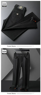 Seven-Color Stretch 97% Cotton and 3% Spandex Jeans Men Trendy Wild Simple High-End Slim-Fitting Small Straight Casual Trousers