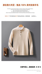 Autumn And Winter New 100 Pure Wool Sweater Men's POLO Collar Button Loose Pullover Sweater Cashmere Knitted Bottoming Shirt