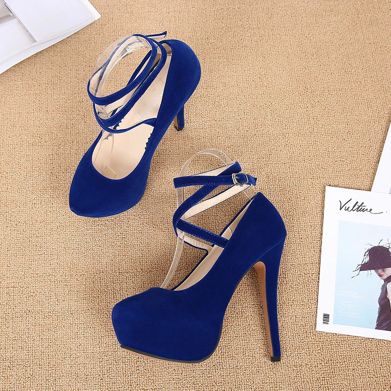 Summer New European American Fashion Cross Ankle Strap High Heels For Women Night Club Party Dress Shoes Comfortable Elegant