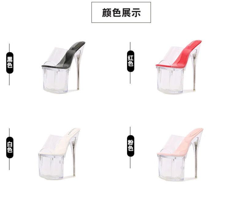 Fashion Crystal Car Model Nightclub Princess Extra Slim Heels Waterproof Platform Hatred Sky High Transparent Super High Sandals