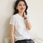100% Cotton Women POLO Collar Casual Top T-shirt luxury designer clothing woman plus size clearance sale