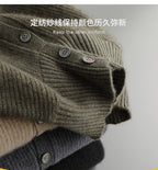 Luxury 100% Cashmere Cardigan for Men Mock Collar Thickening Sweater Autumn Winter Knitted Coat Soft Clothing Smart Casual Top