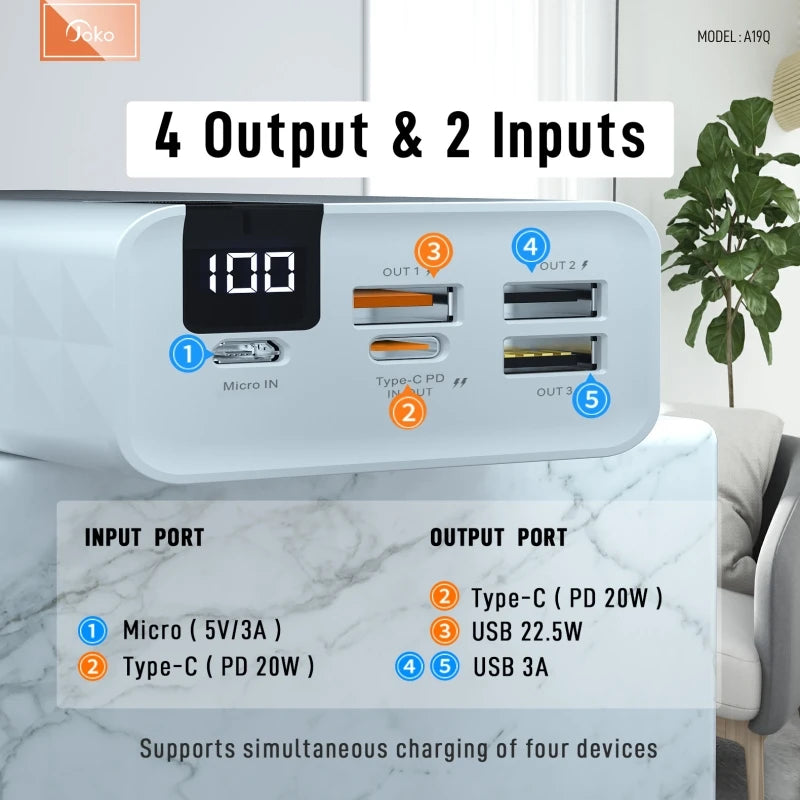 Power Bank 30000mAh PD 20W Fast Charging Portable Powerbank USB PoverBank External Battery Charger For VIVO Xiaomi Huawei Oppo