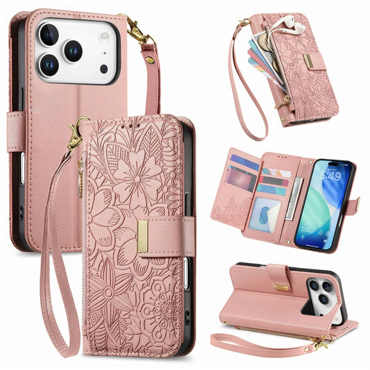 Compatible with iPhone 17/16e/15/14/13/12 Pro Max 16 Plus Lanyard Zipper Wallet Case Dual Card Holder Flip Stand Magnetic Buckle