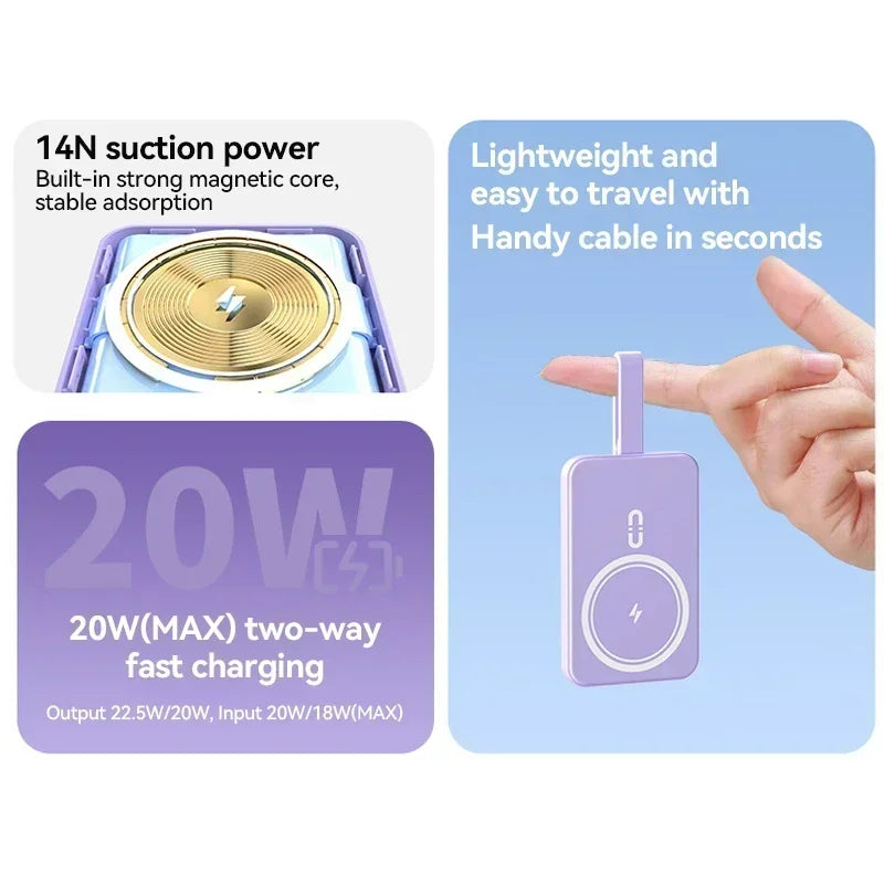 2026 New 30000mAh Mini Wireless Charger PowerBank 22.5W Fast Charging For iPhone Samsung Huawei   Powerbank