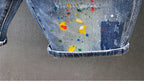2025 Summer New Fashion Trend Printed Ripped Straight Stretch Jeans Men's Casual Loose Sports High Quality Denim Shorts 28-36
