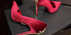 Red Bottom Metal Wand Sexy Sword Pointed Toe Thin Heel Evening Single High Heel Printed Bottom Comfortable Wear Ultra High Heels