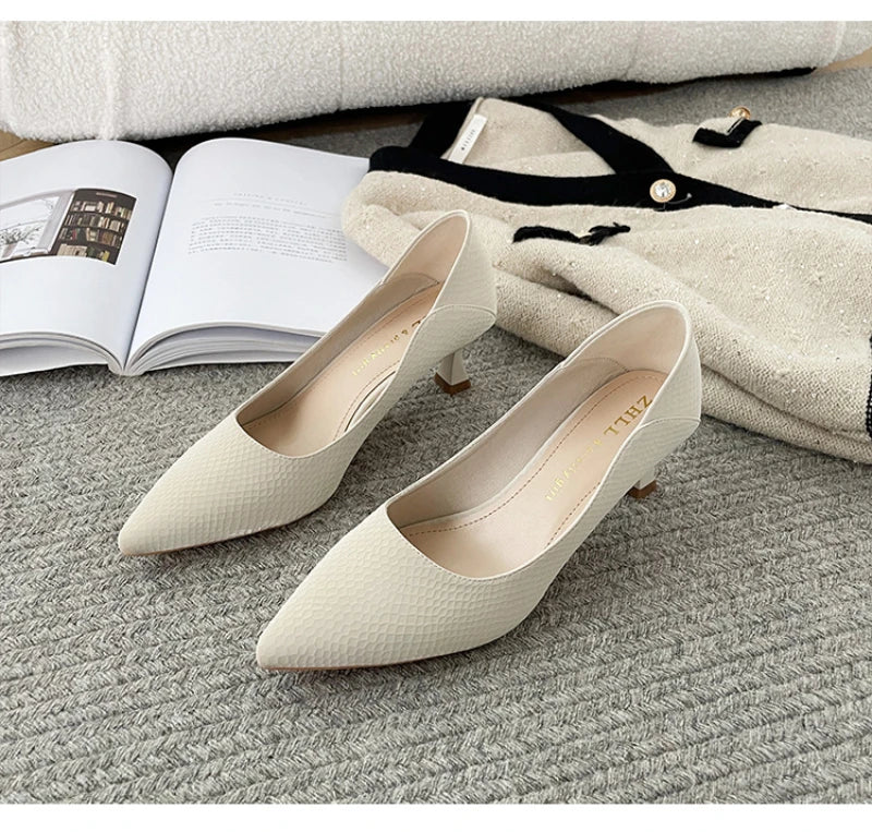 Beige Pointed Toe Kitten Heel Pumps Slip On Dress Shoes Comfortable Non Slip For Business Office Wedding Party Daily Wear  New