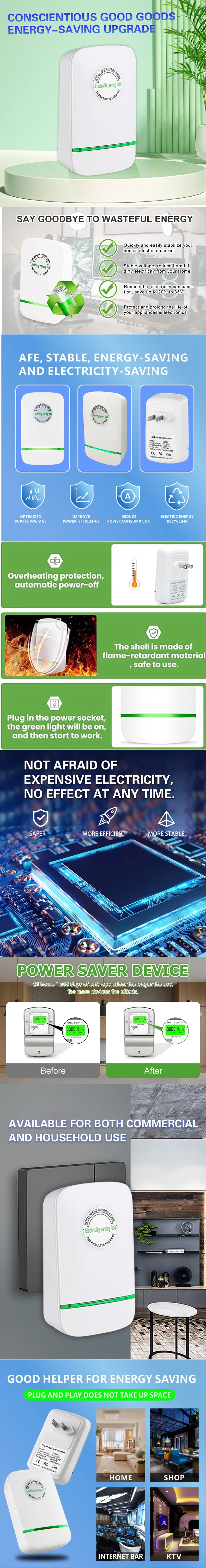 Pro Power Save Electricity Energy Saver 90V-250V Home Office Electricity Saving Box US/EU/UK Plug Stable Voltage Power Saver