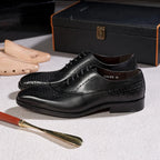 Men's Genuine Leather Oxfords Fashion Pointed Toe Wedding Party Dress Shoes Luxury Lace-Up Office Career Formal
