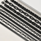 Casual Black Chain Bracelet for Men,Stainless Steel Byzantine Braided Link Wristband,Birthday Gift for Father Husband Son