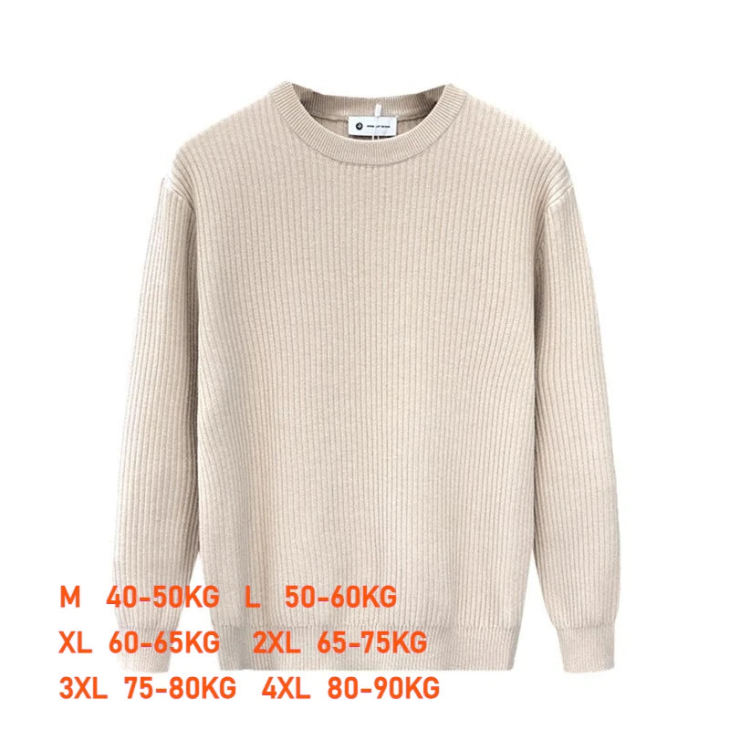 Korean Style Men's Sweater Vertical Stripes Round Neck Pullovers High Quality Inner Soft Knitted Fashion Versatile Undershirt