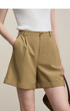 Amii Women's Shorts 2026 Summer New Rolled Casual Cotton Pants Cuffed Hem Solid Color Versatile Basic Woman Clothes 12622140