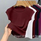 Women's New Sleeveless T-shirt Trendy Fashion Casual Slim Fit Summer Round Neck Ribbed Solid Color Cool Thin Base Top