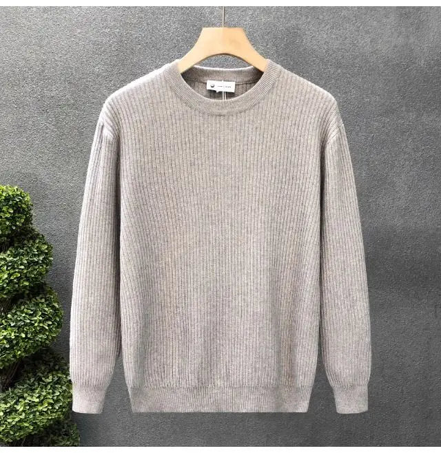 Korean Style Men's Sweater Vertical Stripes Round Neck Pullovers High Quality Inner Soft Knitted Fashion Versatile Undershirt
