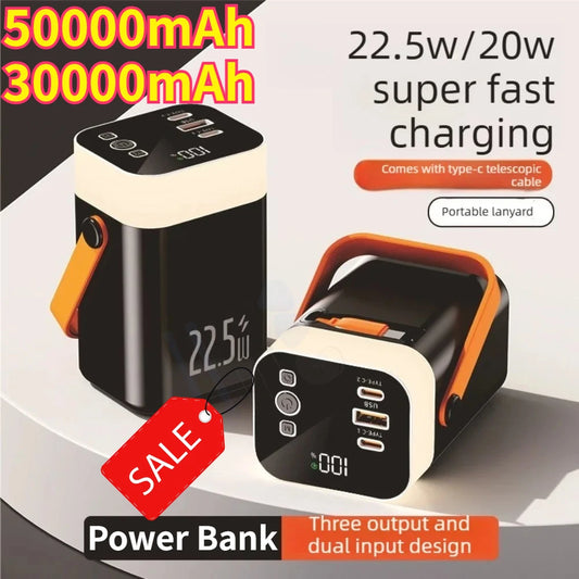 50000mAh 30000mAh Power Bank PD 20W Fast Charging for IPhone Laptop Samsung Xiaomi Portable Large Battery Capacity Power Station