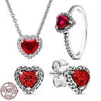 925 sterling silver heart-shaped ring necklace earrings sparkling luxury crystal women's jewelry set holiday surprise gift
