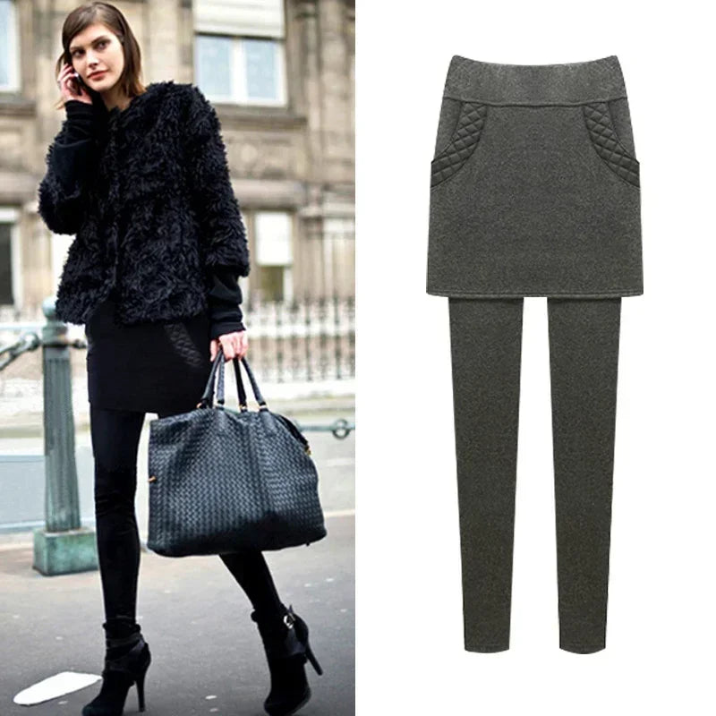 M-6XL clothes Thicker Warm Women Winter Leggings Female Casual Outer Wear leggins Pants Skirt Sweatpants High Waist Leggings