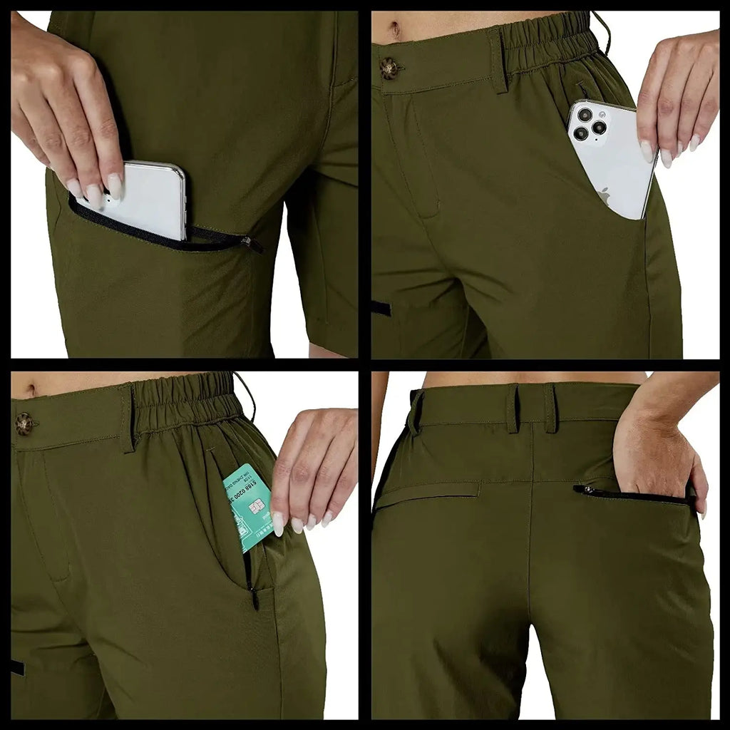 Women's Hiking Cargo Shorts Quick Dry Nylon Shorts Summer Travel Active Golf Shorts with 6 Pockets Water Resistant