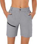 Women's Hiking Cargo Shorts Quick Dry Nylon Shorts Summer Travel Active Golf Shorts with 6 Pockets Water Resistant