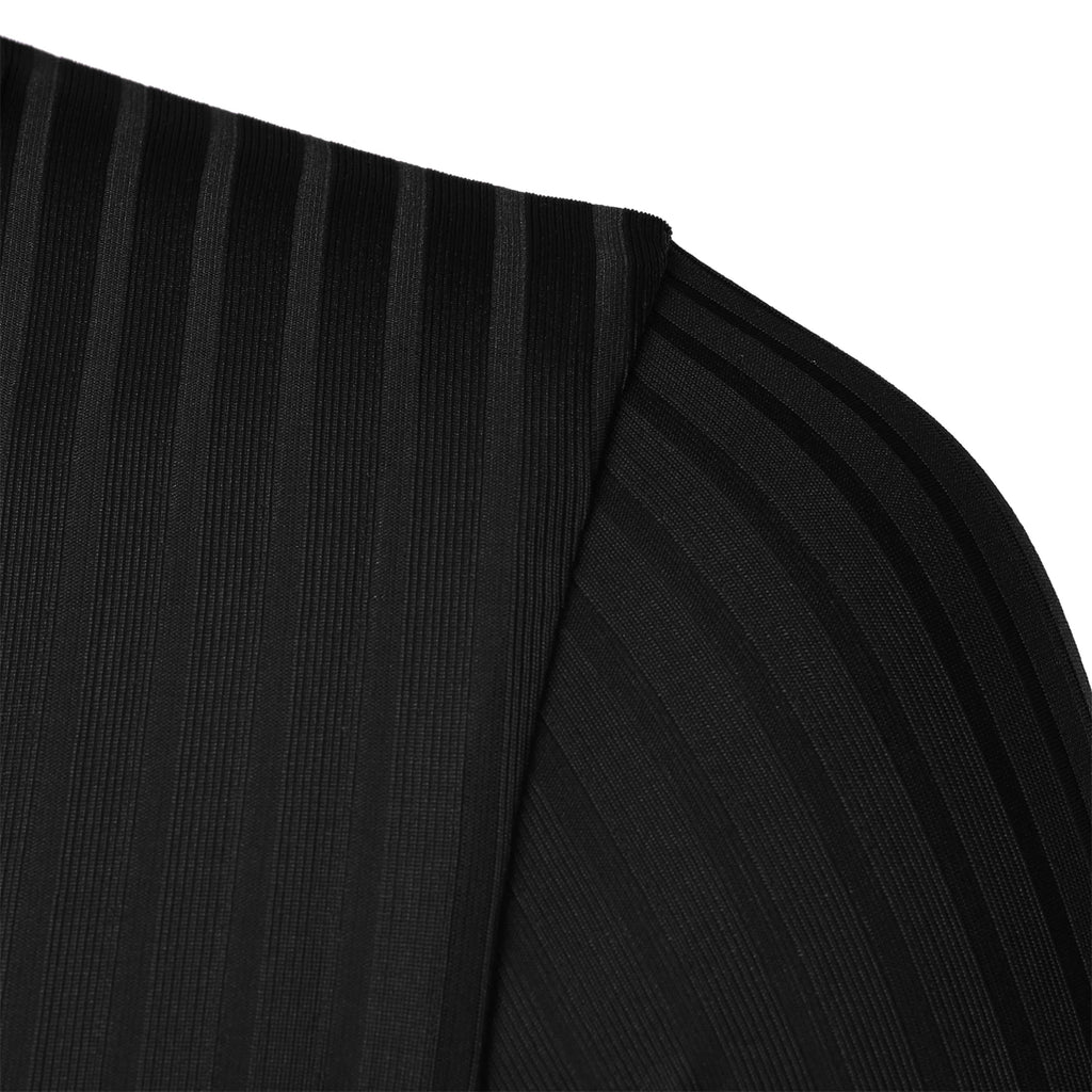 Men's running sports fitness wear summer high stretch vertical short-sleeved POLO shirt slim knit base shirt