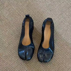Elegant Thick High Heel Tabi Shoes Women Summer 2026 Comfort Pu Leather Designer Split Toe Pumps French Retro Sandals for Women