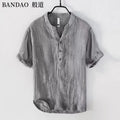 Chinese Style Spring and Summer Loose High-end Men's Linen Short-sleeved Cotton Linen Casual Breathable Shirt Collar T-shirt