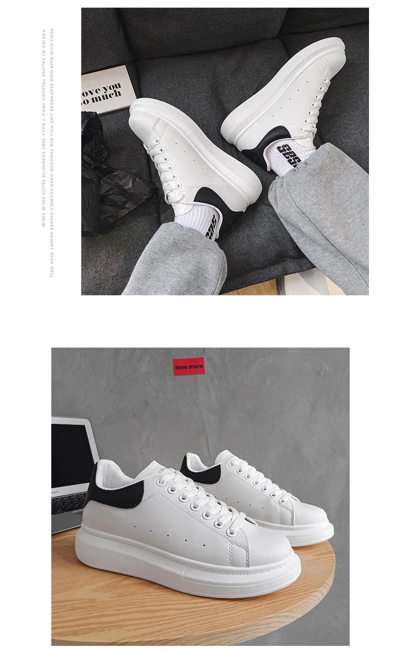 Men's breathable lightweight white shoes spring summer soft-sole comfort walking casual shoes fashion student sports baord shoes