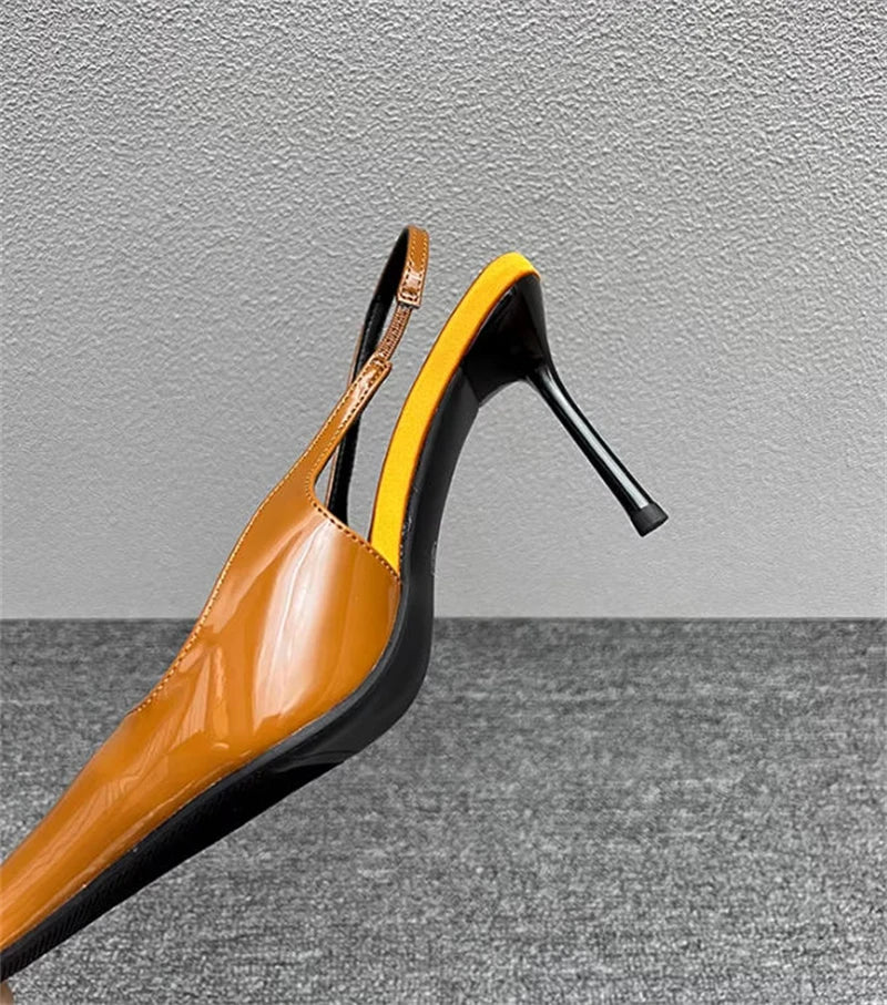 Women's Designer Heels Patent Leather Pointed Toe Sculptural Thin High Heels Sandals Pumps Runway Chic Luxury Party Dress Shoes