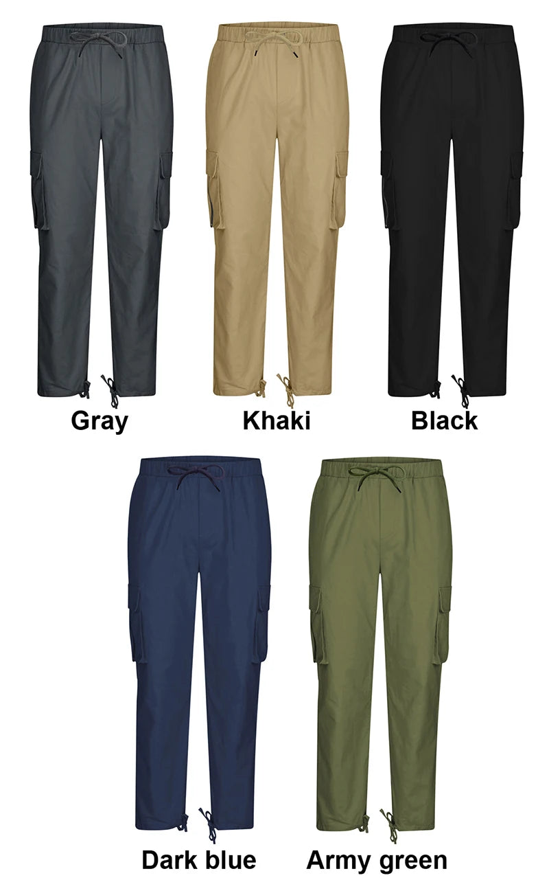 Men's Tactical Cargo Pants Multi Pocket Straight Leg Drawstring Waist Outdoor Hiking Work Casual Daily Street Travel Trousers