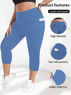 Women High Waist Plus Size 7/8 Yoga Leggings with Pockets Milk Silk Breathable Sport Women's pantss Base Leggings for Fitness