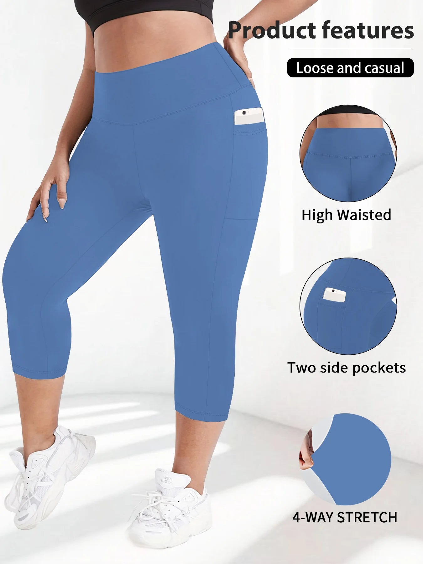 Women High Waist Plus Size 7/8 Yoga Leggings with Pockets Milk Silk Breathable Sport Women's pantss Base Leggings for Fitness