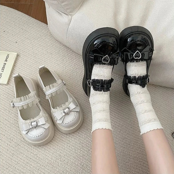 2025 New Fashion Buckle Women's Pumps Spring Autumn Mary Jane Solid Butterfly Knot Platform Casual Round Toe Ladies Shoes